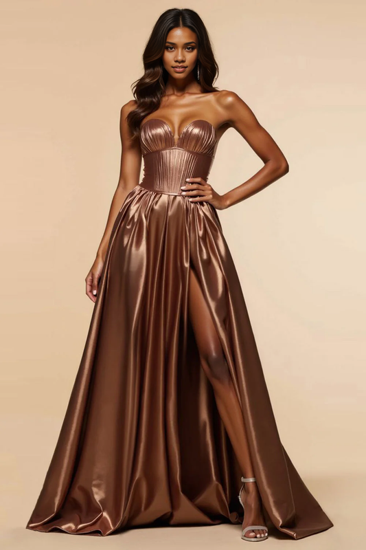 AERBA DRESS Formal Wear Dresses Charming Strapless Corset A Line Ruched Sweetheart With Silt Long Prom Dress