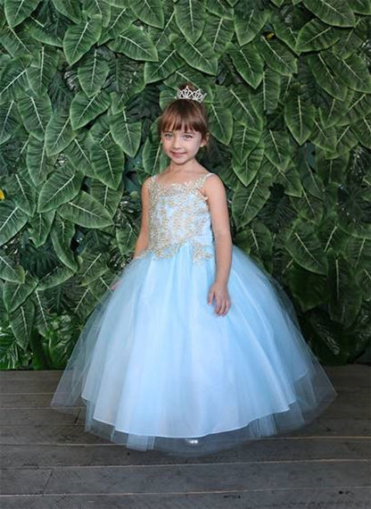 AERBA DRESS Wedding Flower Girl Dresses A Line Lace Appliques with Rhinestones Bodice Tulle Princess Dress