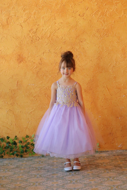 AERBA DRESS Wedding Flower Girl Dresses A Line Lace Appliques with Rhinestones Bodice Tulle Princess Dress