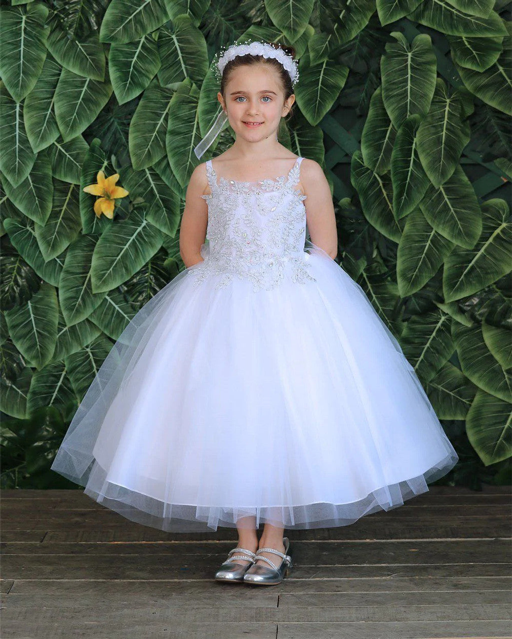AERBA DRESS Wedding Flower Girl Dresses A Line Lace Appliques with Rhinestones Bodice Tulle Princess Dress