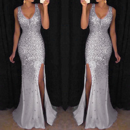 AerbaDress Wedding Guest Dresses Prom Dresses Sequin Prom Evening Bridesmaid V Neck Formal Dresses