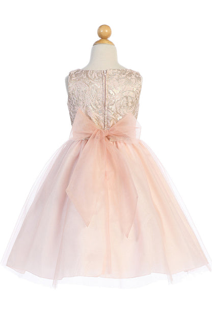 AERBA DRESS Wedding Flower Girl Dresses A Line Sleeveless Jacquard Bodice Tulle Bow Back Sash Princess Dress