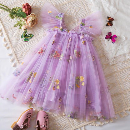 AERBA DRESS Wedding Flower Girl Dresses Baby Girl Tulle Dress Casual Flower Embroidery Toddler Dresses