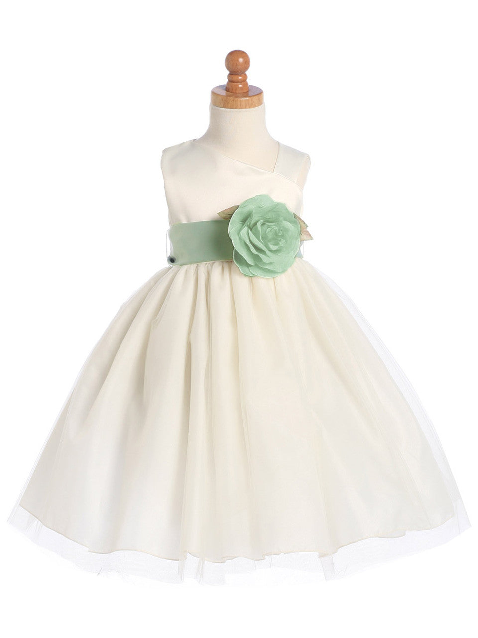 AERBA DRESS Wedding Flower Girl Dresses A Line Sleeveless Detachable Sash Flower Princess Dress