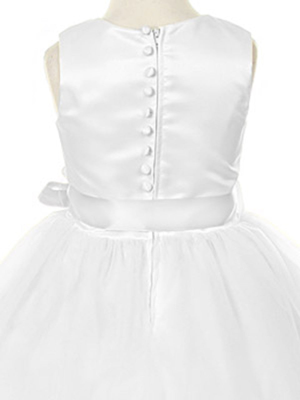 AERBA DRESS Wedding Flower Girl Dresses A Line Pleated Sleeveless V-Neck Tulle Skirt Dress Detachable Sash Flower Princess Dress