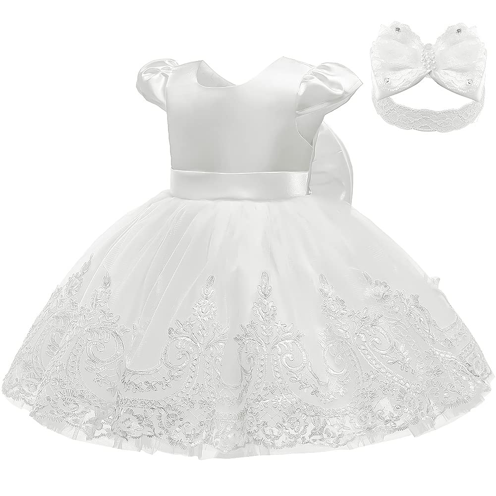 AERBA DRESS Wedding Flower Girl Dresses Pageant Formal Gowns Bow Embroidered Lace Dress