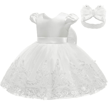 AERBA DRESS Wedding Flower Girl Dresses Pageant Formal Gowns Bow Embroidered Lace Dress