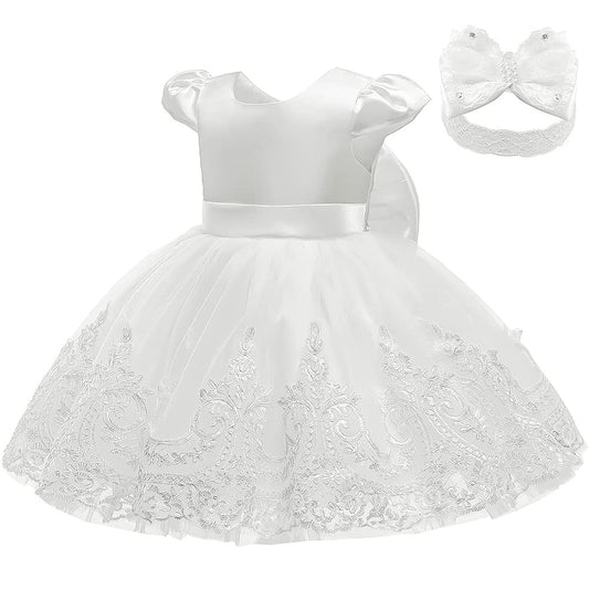 AERBA DRESS Wedding Flower Girl Dresses Pageant Formal Gowns Bow Embroidered Lace Dress