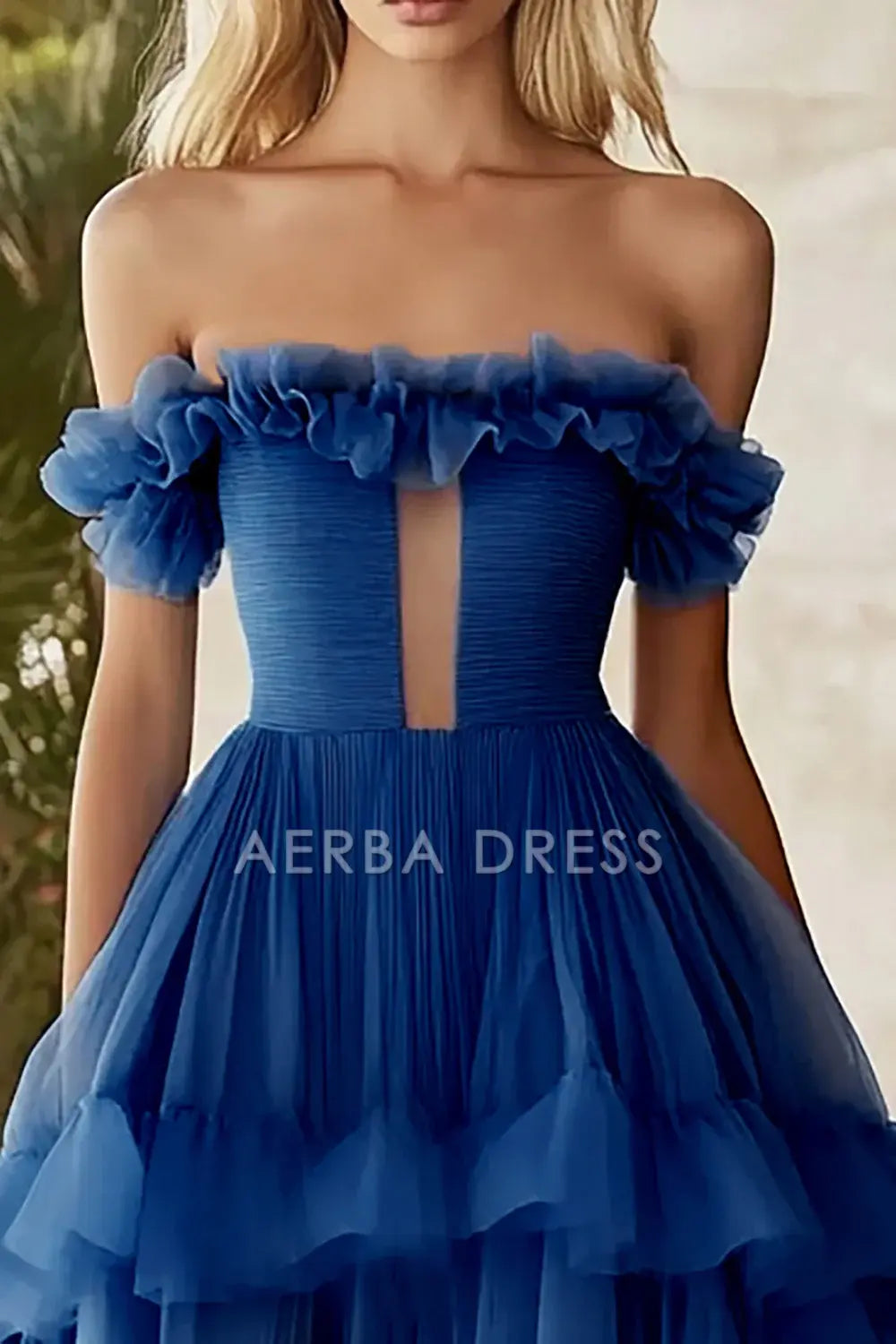 AERBA DRESS Formal Wear Dresses Fashion A Line Keyhole Long Fantastic Tulle With Slit Prom Dress