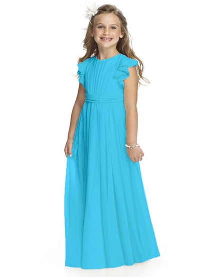 AERBA DRESS Wedding Flower Girl Dresses Pleated Chiffon Flutter Sleeves Junior Bridesmaid Dress