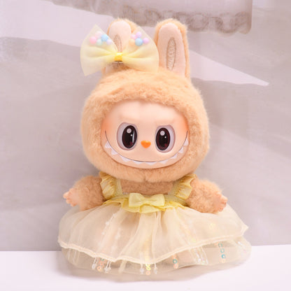 Handmade Labubu sets can be paired with Labubu V1 Macaron and V2 seat vinyl blind box pendants Labubu seating party clothes sequins yarn skirts and cute ragcloth (excluding dolls)