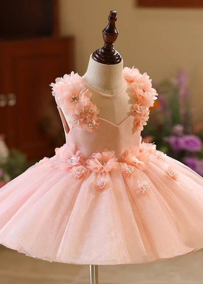 AERBA DRESS Wedding Flower Girl Dress Cute Floral Tulle Girls Sleeveless Dresses