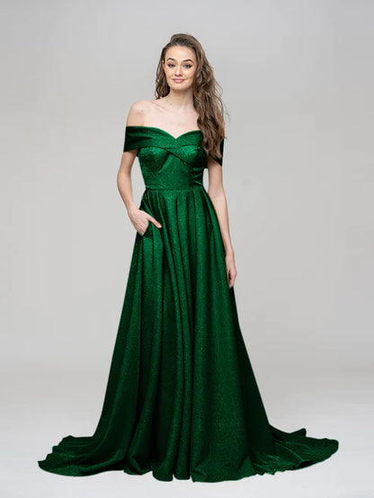 AerbaDress Off The Shoulder Sweetheart A Line Long Prom Dresses