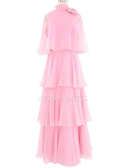 AERBA DRESS Prom Dress A Line Ruched Tiered Chiffon Fantastic Fashion Elegant Formal Wear Dresses