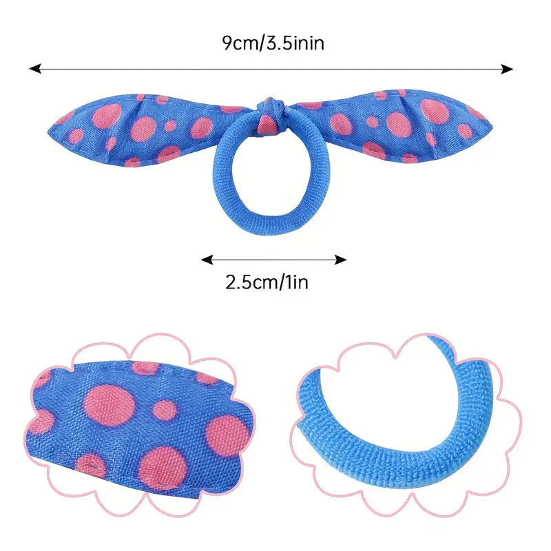 Aerba 100pcs/Pack Rabbit Ears Hair Accessories - Soft Rope with Adorable Design - Vibrant Polka Dot Striped Floral Print Fabric for Kids and Toddlers