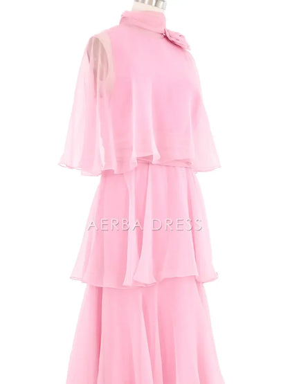AERBA DRESS Prom Dress A Line Ruched Tiered Chiffon Fantastic Fashion Elegant Formal Wear Dresses