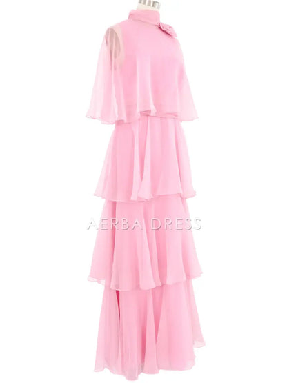AERBA DRESS Prom Dress A Line Ruched Tiered Chiffon Fantastic Fashion Elegant Formal Wear Dresses
