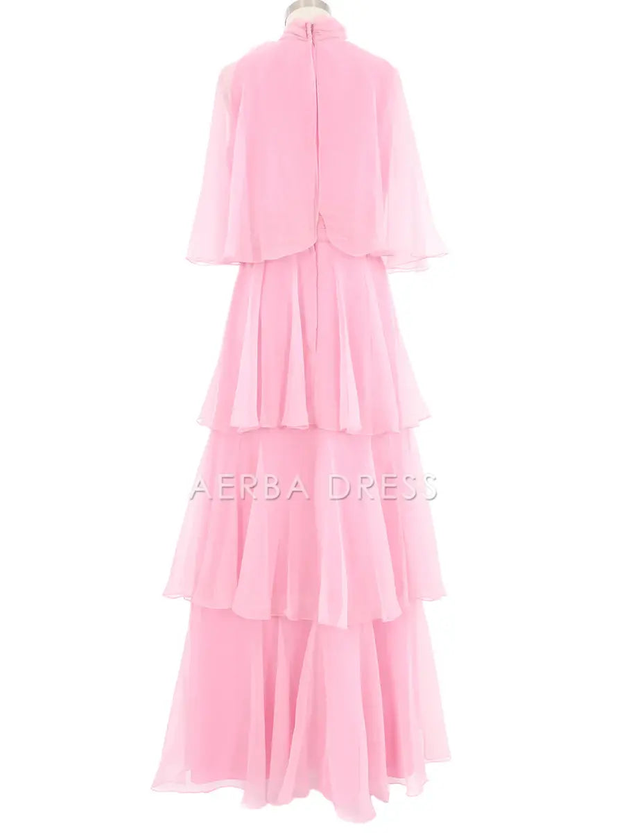 AERBA DRESS Prom Dress A Line Ruched Tiered Chiffon Fantastic Fashion Elegant Formal Wear Dresses