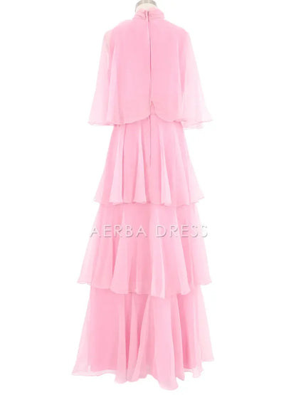 AERBA DRESS Prom Dress A Line Ruched Tiered Chiffon Fantastic Fashion Elegant Formal Wear Dresses