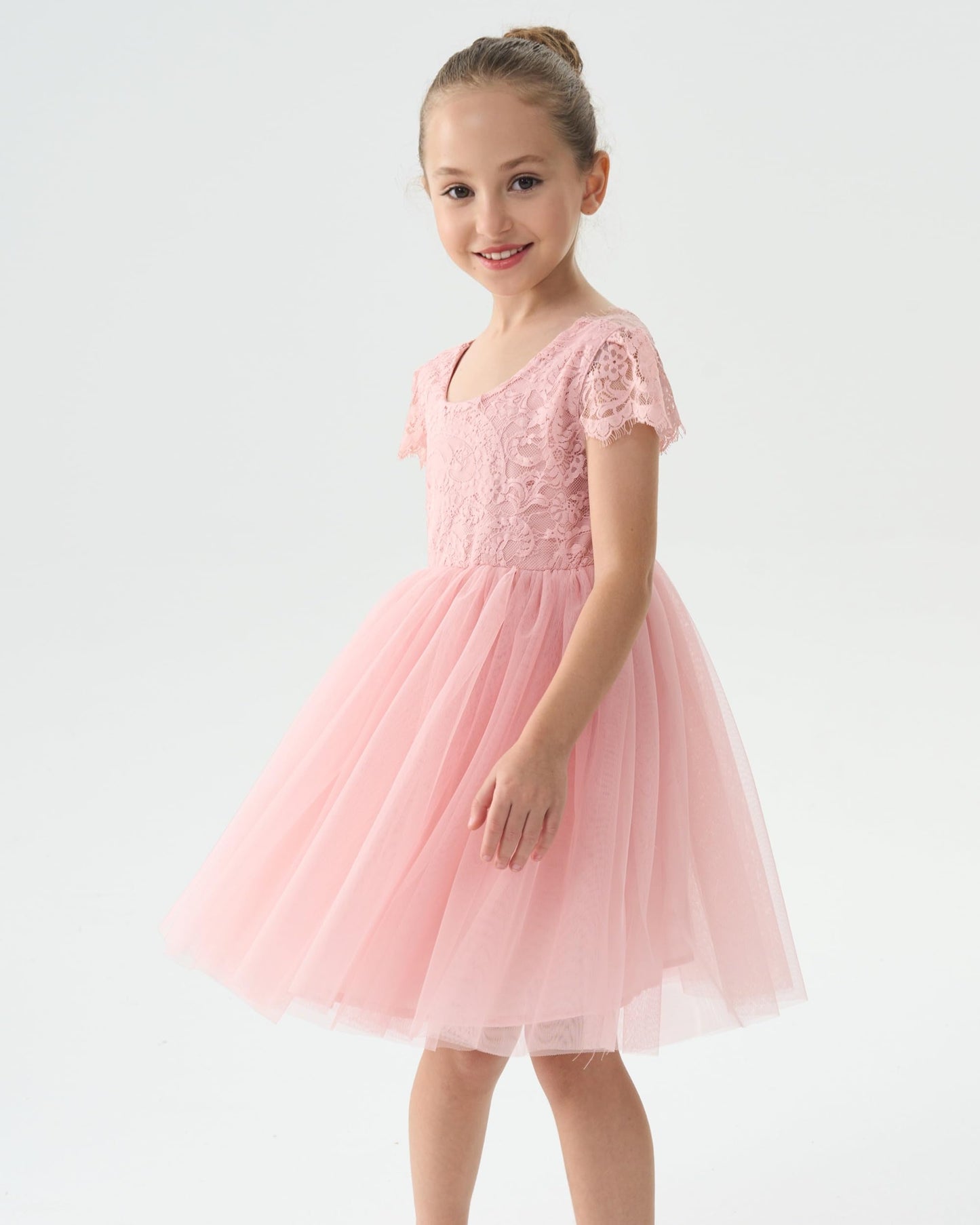 AERBA DRESS Wedding Flower Girl Dresses A-Line Round Neck Lace Tutu Tulle Party Dress