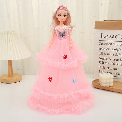 Aerba 45cm Barbie Doll Three layer Wedding Dress Princess Doll Play Home Toy Giving Girls Birthday Gifts