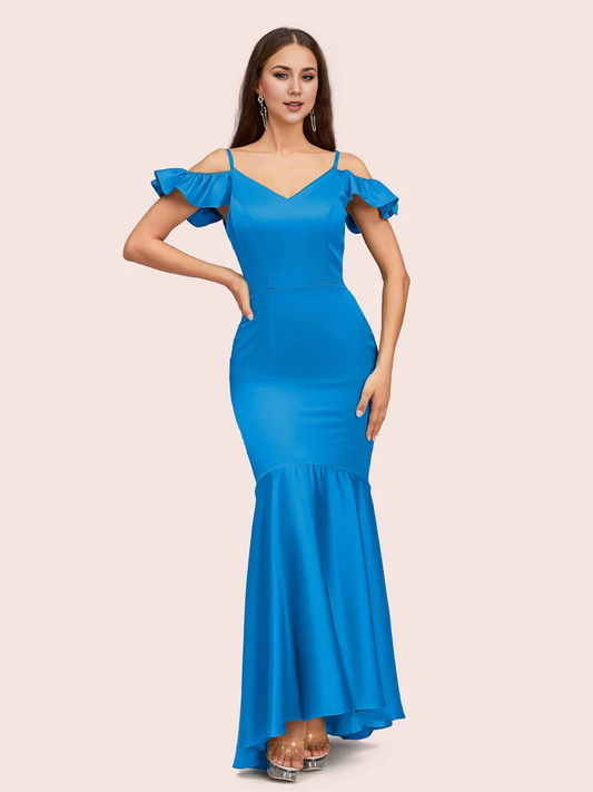 AerbaDress Bridesmaid Dresses Online Mermaid Cold Shoulder Soft Satin