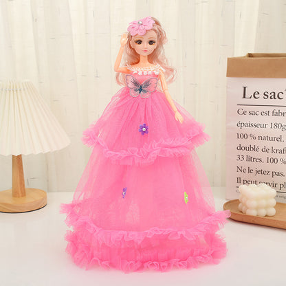Aerba 45cm Barbie Doll Three layer Wedding Dress Princess Doll Play Home Toy Giving Girls Birthday Gifts