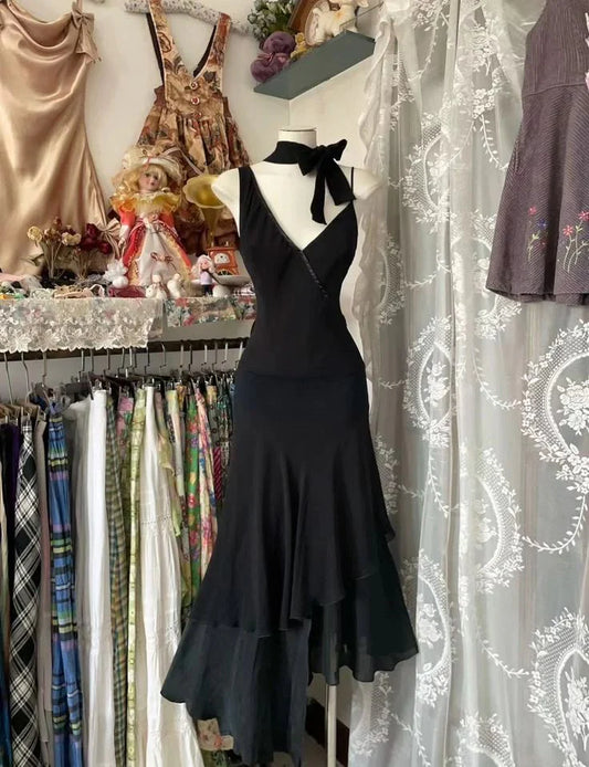 AERBA DRESS Prom Dress A Line Deep V Neck Elegant Formal Ruffle Elegant Formal Wear Dresses