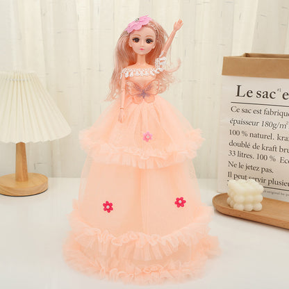Aerba 45cm Barbie Doll Three layer Wedding Dress Princess Doll Play Home Toy Giving Girls Birthday Gifts
