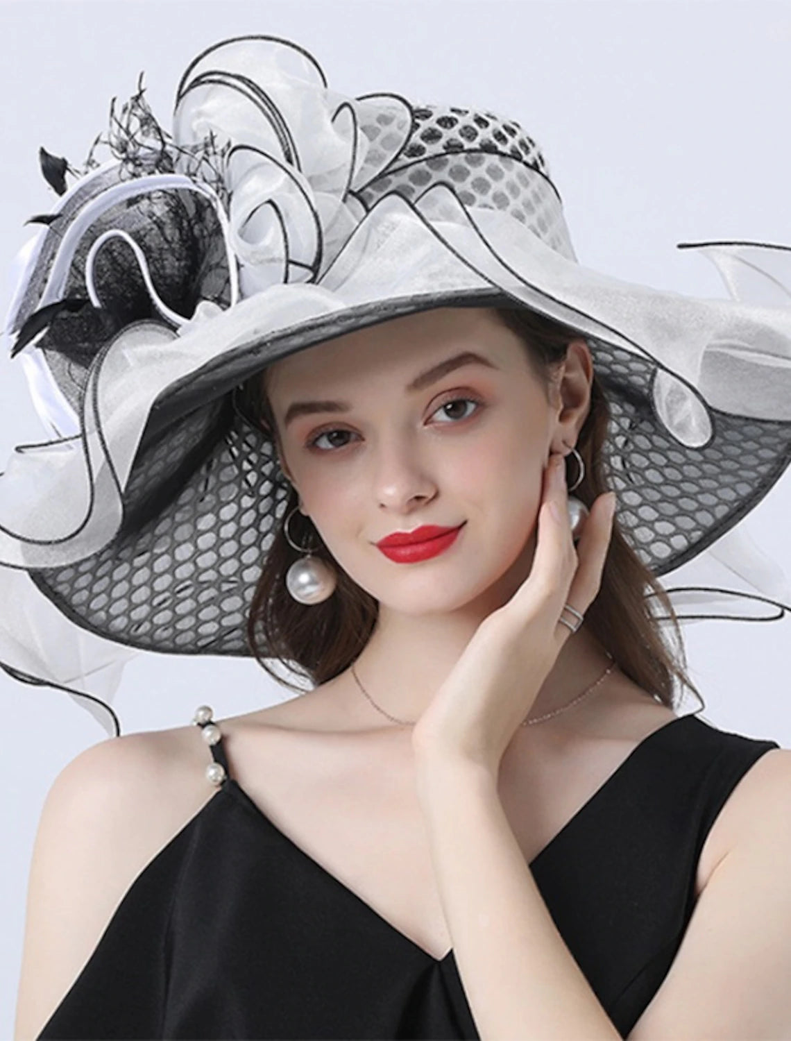 AerbaDress Hats Headwear Tulle Organza Bucket Hat Straw Hat Sun Hat Wedding Outdoor Horse Race Ladies Day Melbourne Cup Fashion Vintage Style With Bowknot Flower Headpiece Headwear