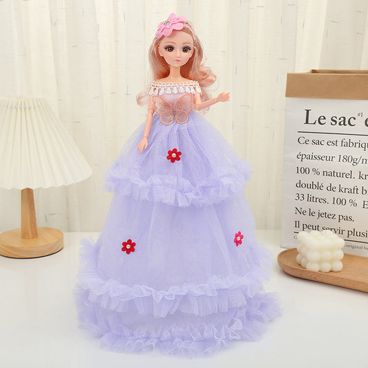 Aerba 45cm Barbie Doll Three layer Wedding Dress Princess Doll Play Home Toy Giving Girls Birthday Gifts