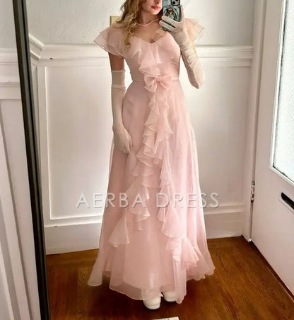 AERBA DRESS Prom Dress Chiffon A Line Formal Dress Ruffle Fantastic Romantic Formal Wear Dresses