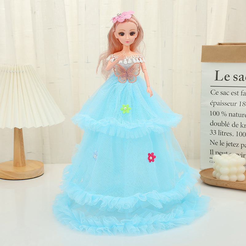 Aerba 45cm Barbie Doll Three layer Wedding Dress Princess Doll Play Home Toy Giving Girls Birthday Gifts