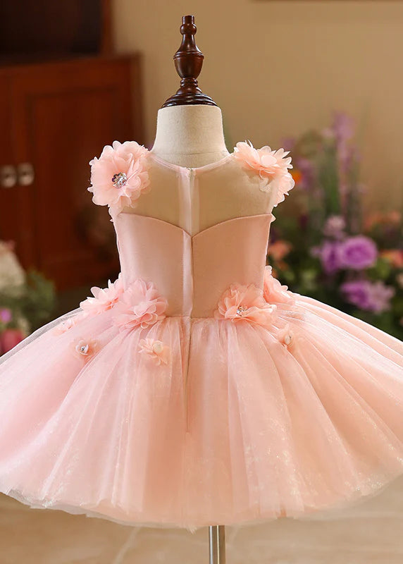 AERBA DRESS Wedding Flower Girl Dress Cute Floral Tulle Girls Sleeveless Dresses