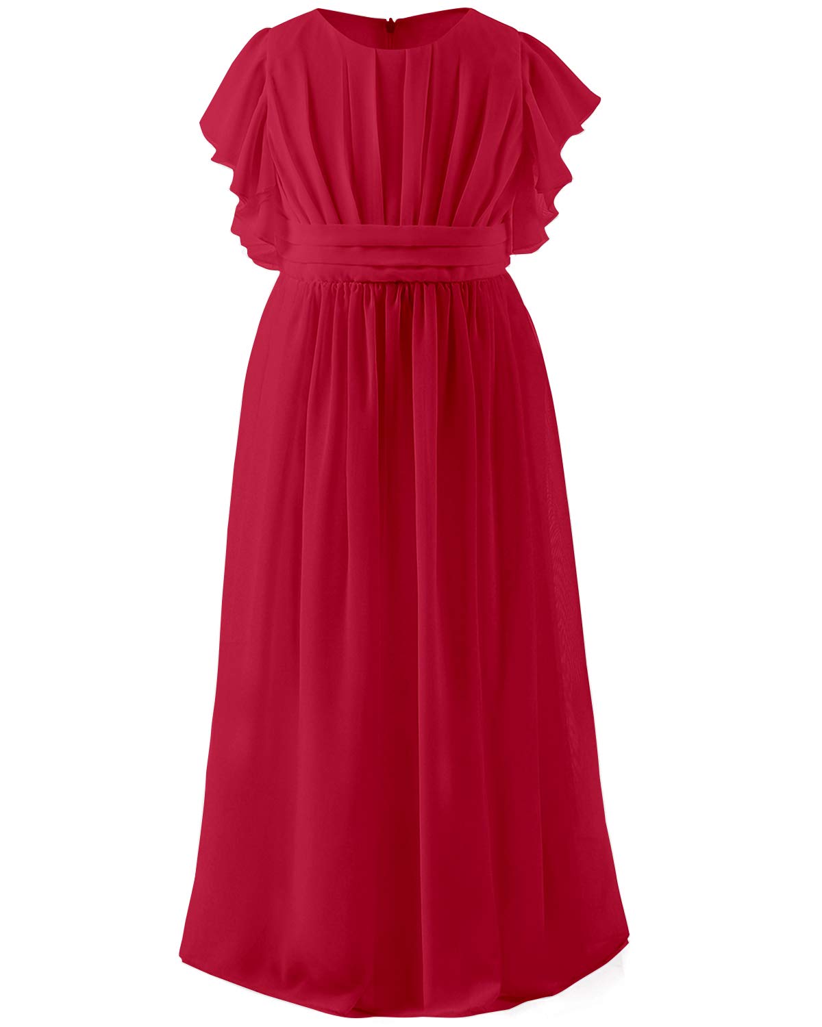 AERBA DRESS Wedding Flower Girl Dresses Pleated Chiffon Flutter Sleeves Junior Bridesmaid Dress