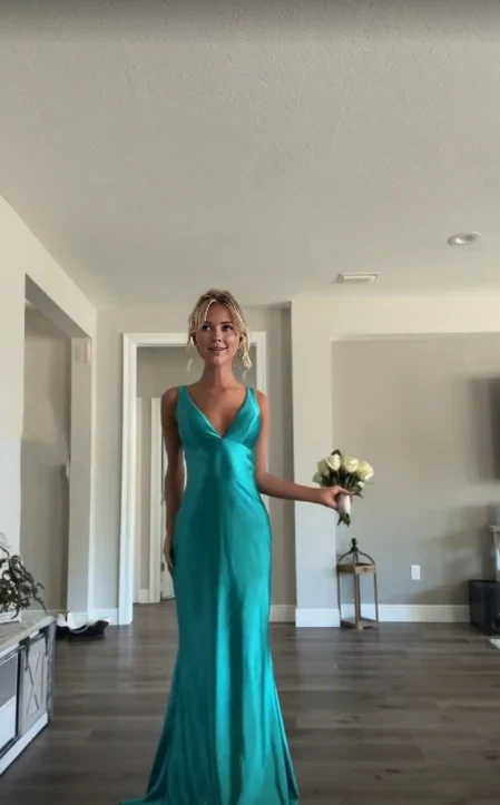 AERBA DRESS Prom Dress V Neck Sheath Backless Long Elegant Formal Wear Dresses