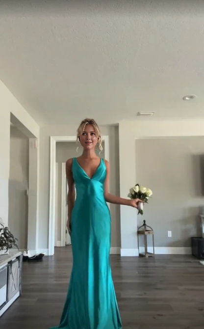 AERBA DRESS Prom Dress V Neck Sheath Backless Long Elegant Formal Wear Dresses