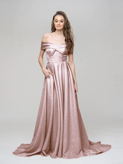 AerbaDress Off The Shoulder Sweetheart A Line Long Prom Dresses