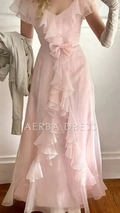 AERBA DRESS Prom Dress Chiffon A Line Formal Dress Ruffle Fantastic Romantic Formal Wear Dresses