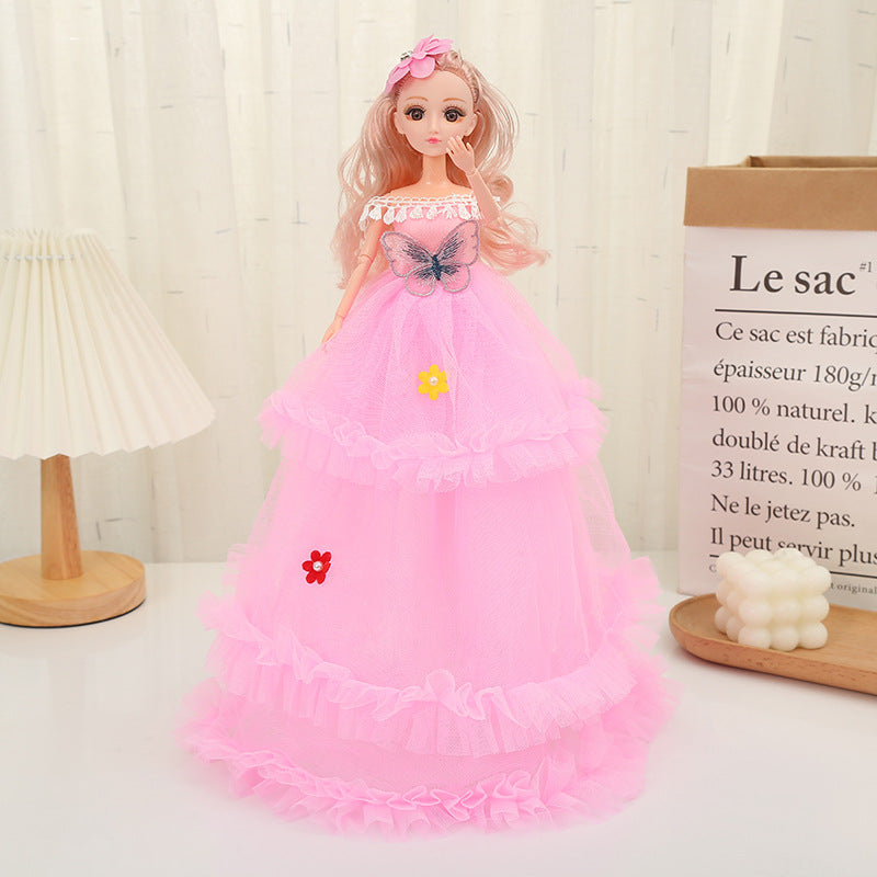 Aerba 45cm Barbie Doll Three layer Wedding Dress Princess Doll Play Home Toy Giving Girls Birthday Gifts