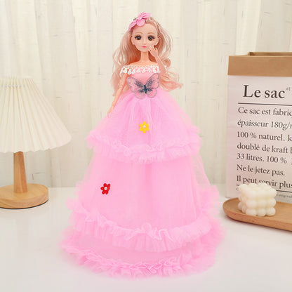 Aerba 45cm Barbie Doll Three layer Wedding Dress Princess Doll Play Home Toy Giving Girls Birthday Gifts