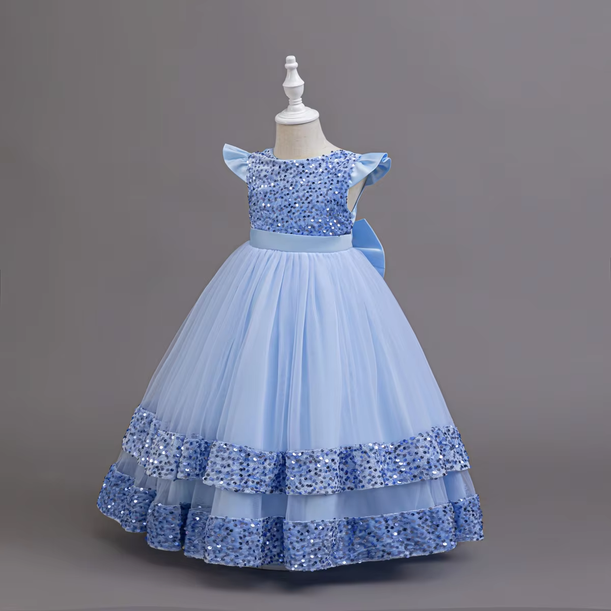 AERBA DRESS Wedding Flower Girl Dress New Elegant Girl Sequined Princess Dress Girl Graduation Party Prom Evening Dress