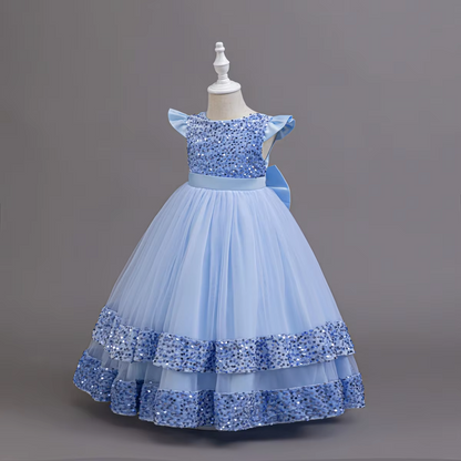 AERBA DRESS Wedding Flower Girl Dress New Elegant Girl Sequined Princess Dress Girl Graduation Party Prom Evening Dress