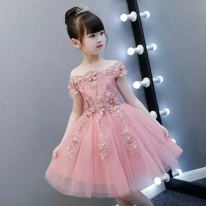 AERBA DRESS Wedding Flower Girl Dress Shoulderless Appliques Party Princess Birthday Dress First Communion Gown