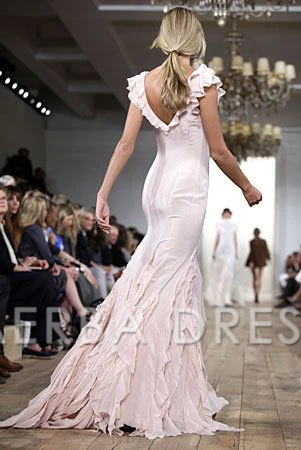 AERBA DRESS Prom Dress Mermaid V Neck Ruffle Long Elegant Fashion Formal Wear Dresses