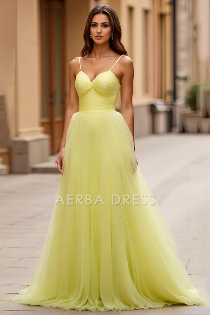 AERBA DRESS Formal Wear Dresses Charming A Line Sweetheart Spaghetti Straps Pleated Backless Long Prom Dress