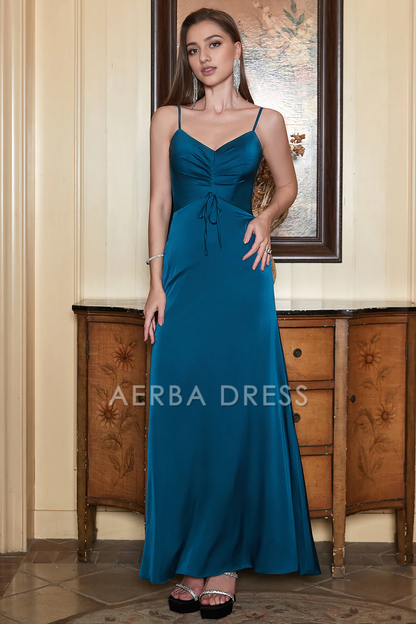 AERBA DRESS Formal Wear Dresses Simple Sheath V Neck Spaghetti Straps Long Prom Dress