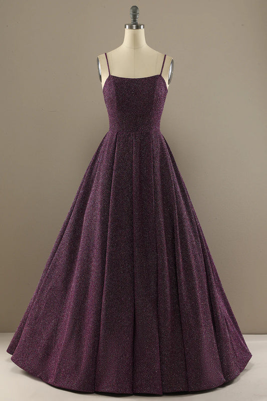 AerbaDress Charming A Line Purple Prom Dress with Split Front
