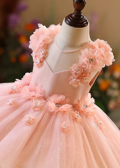 AERBA DRESS Wedding Flower Girl Dress Cute Floral Tulle Girls Sleeveless Dresses