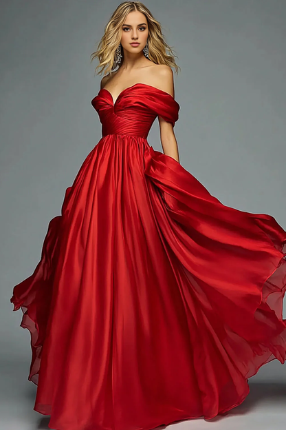 AERBA DRESS Formal Wear Dresses Satin A Line Sweetheart Off The Shoulder Ruched Exquisite Long Prom Dress